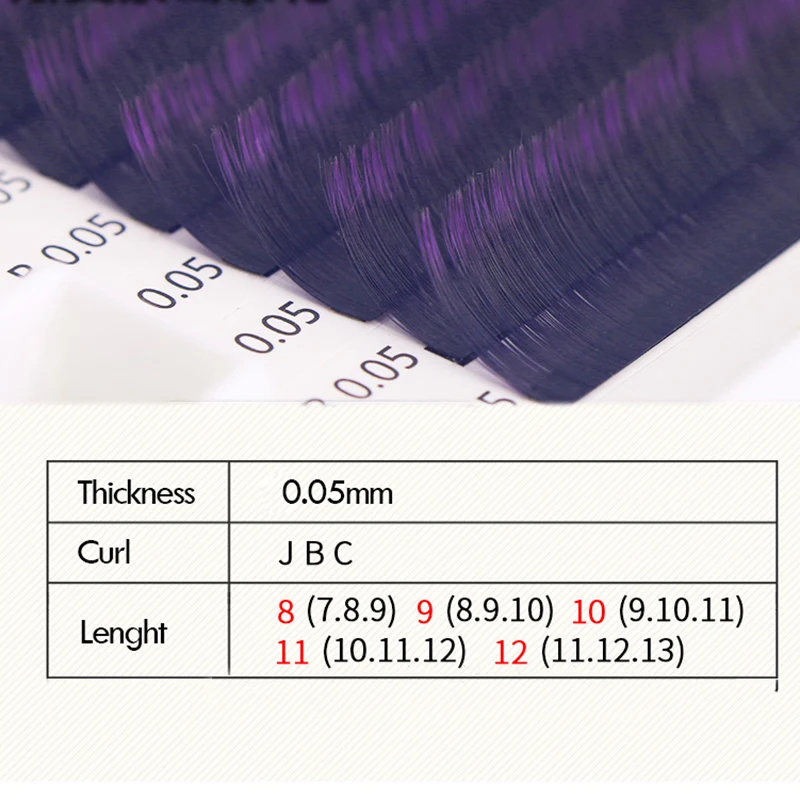 Ombre Цвет фиолетовый синий градиент цвета Индивидуальные ресницы 0,05 ресницы премиум мягкие норковые ресницы