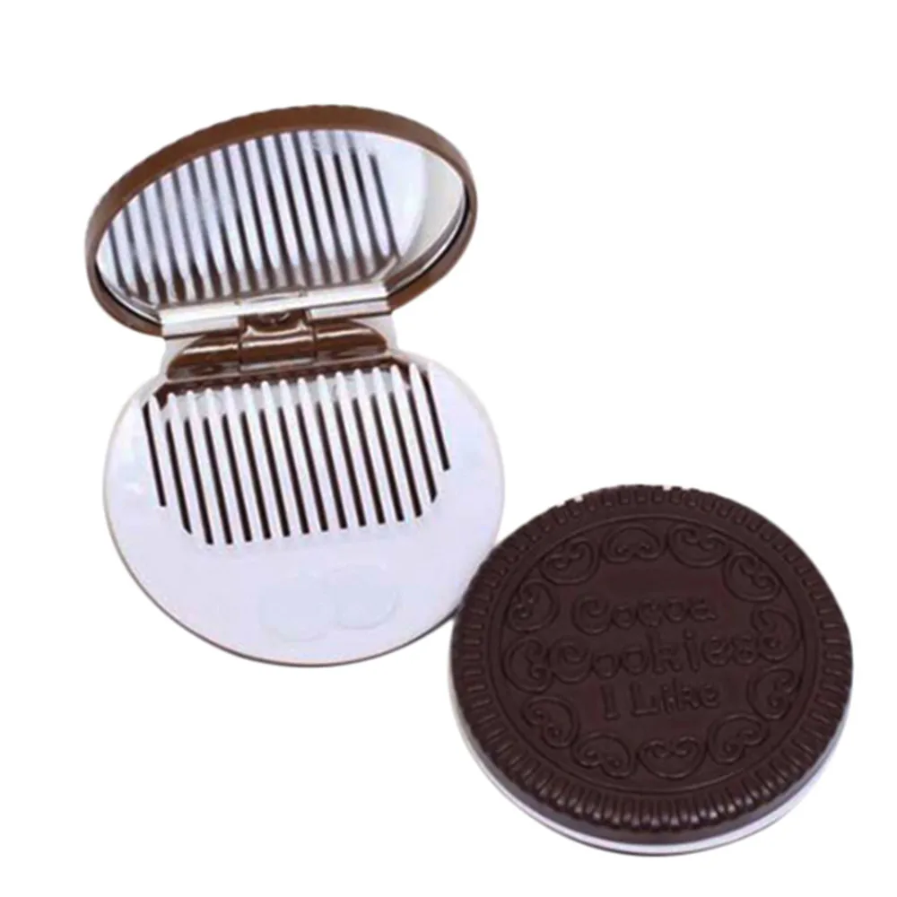 Дропшиппинг мини карманное шоколадное печенье компактное зеркало с расческой