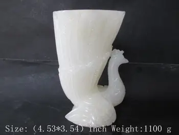 

100% of Afghanistan white jade carved by hand brush pot by the peacock