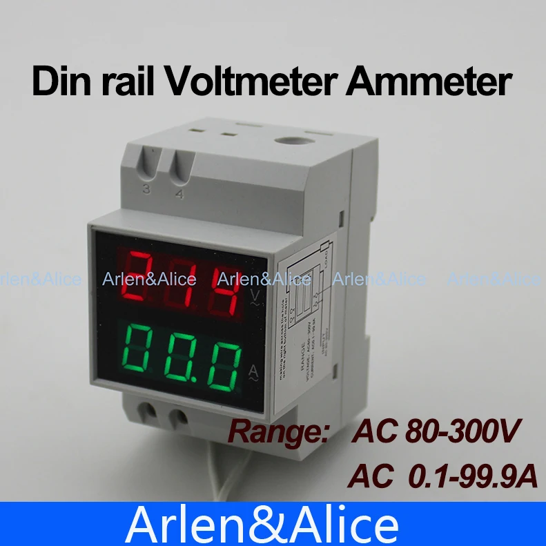 1PCS Din rail Dual LED display Voltage and current meter Din rail