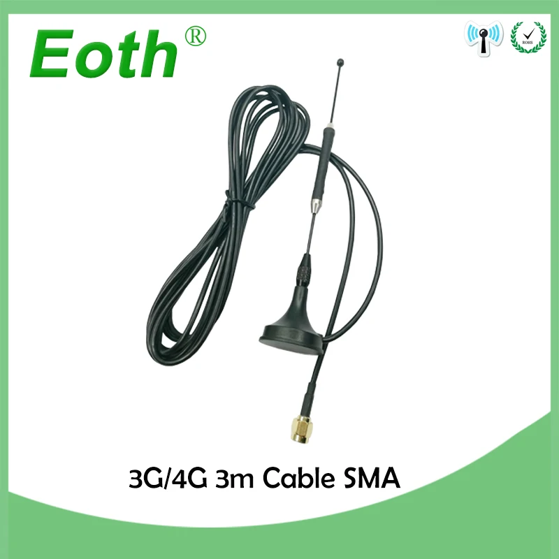 Eoth 3g 4G LTE Антенна 10dbi SMA разъем антенна 698-960/1700-2700 МГц с магнитным основанием 3 м прозрачная присоска антенна
