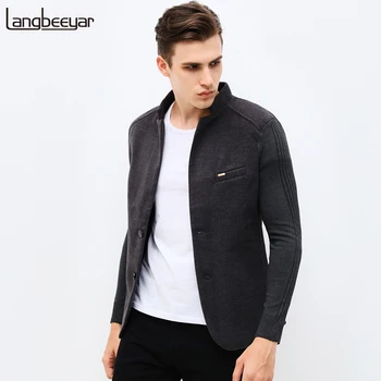 

2018 New Autumn Winter Fashion Unique Mens Blazer Jacket Woolen Casual Blazer Slim Fit Patchwork Sleeve Men Suit Jacket