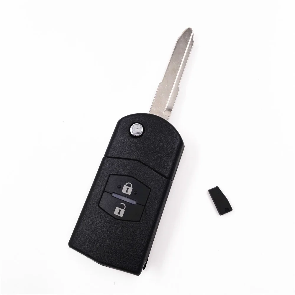 HKCYSEA 2 Buttons 315/433MHZ Flip Folding Remote Key with 4D63 Chip for Mazda 3 6 M3 M6 with Logo