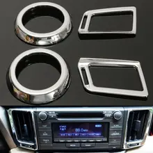 4Pcs Chrome Car Internal Dashboard Air Vent Cover Trim for Toyota Rav4 2013 2014 2015 2017