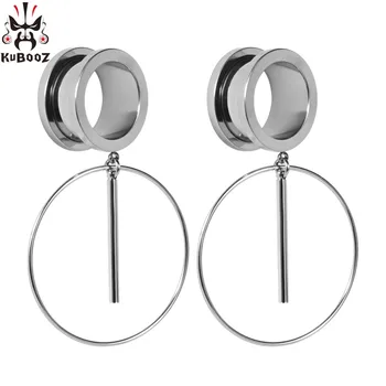 

KUBOOZ Ear Piercing Gauges Stainless Steel Dangle Plugs Tunnels Body Jewelry Expander Stretcher Fashion Earrings Jewelry 2PCS