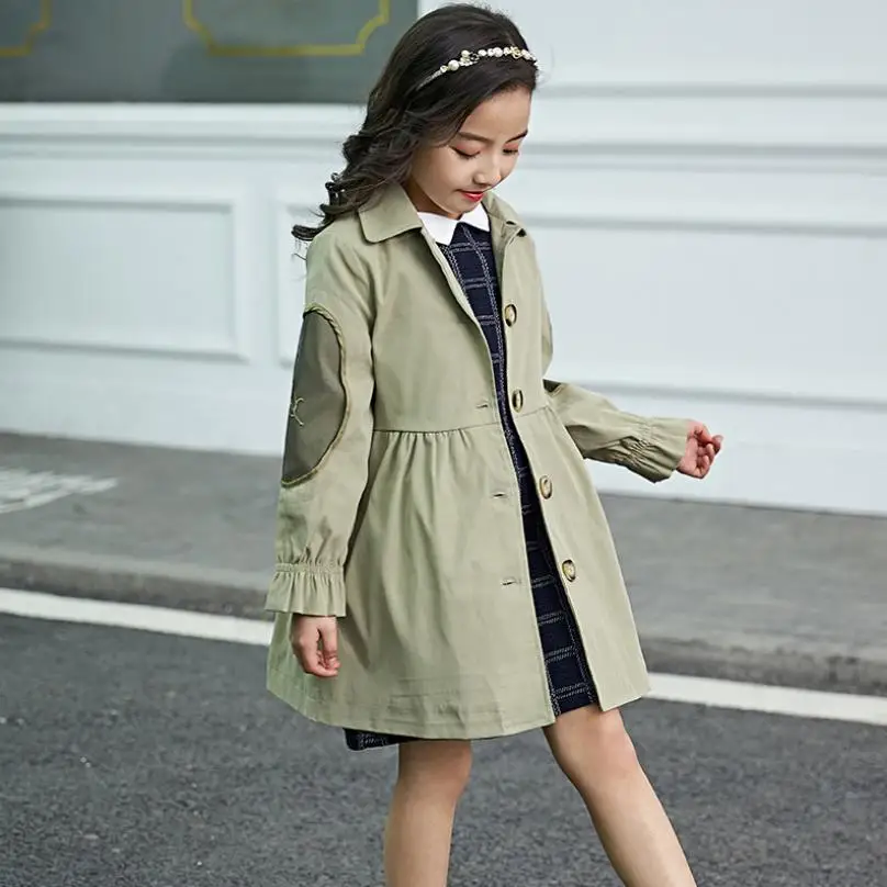 

Girls Windbreaker Jacket Embroidery Spliced Children Coat 2019 Spring Autumn New Outerwear Teens Modis kids Clothes Trench Y1346