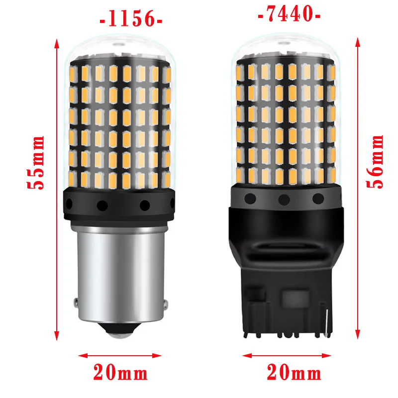 1 шт. светодиодный светильник 144smd 1156 BA15S P21W BAU15S PY21W светодиодный лампы не hyperflash T20 7440 W21W без ошибок задний светодиодный фонарь указателя поворота