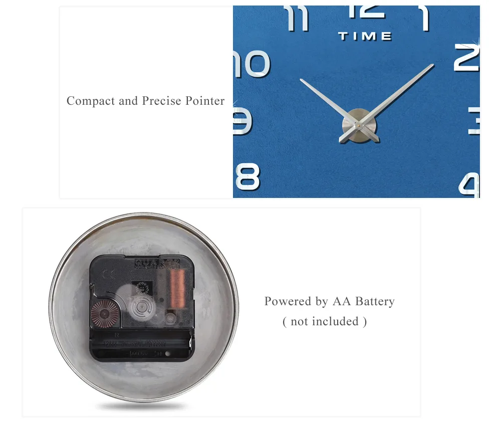 M.Sparkling 3D Mirror Effect Stickers Number Figure DIY Wall Clock