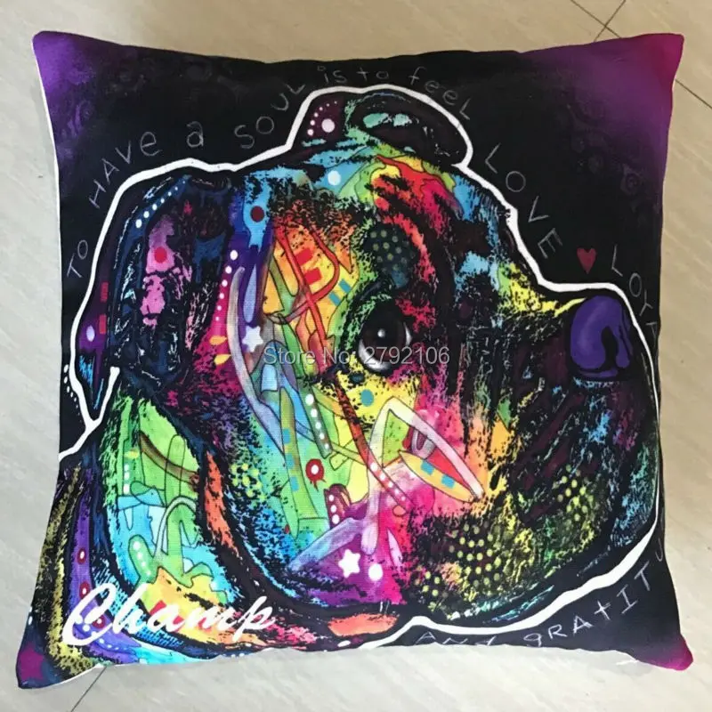 Colorful Dog Cushion Cover Custom Animal Throw Pillow