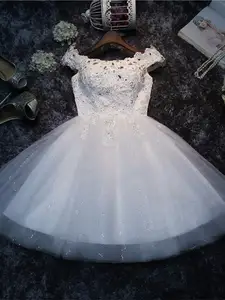HJZY-75 # платье невесты короткое новое весна лето на свадьбу, газовая ткань Pary канонические белые на шнуровке сексуальные свободные костюмы пл...