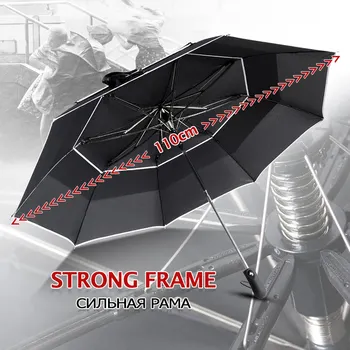 

Double Layer 2Folding Big Umbrella Rain Women 110cm Durable Semi-Automatic Windproof Umbrella Men For Travel Women Paraguas
