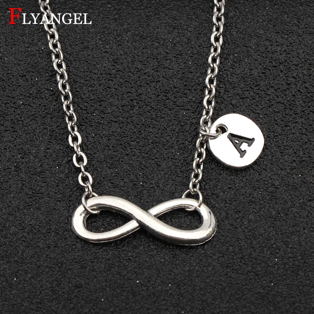 

Custom Lovers Fashion Necklace A-Z Initial Letter Fashion Alloy Jewelry Infinity Pendant For Men Women Girlfriend Couples Gift