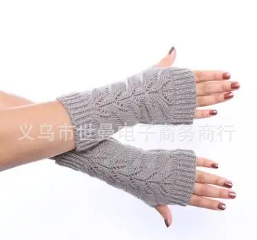 Женские перчатки с закрученными полпальцами, зимние, весенние, вязаные перчатки без пальцев, женские, женские, для девушек, ручные варежки, gants femme - Цвет: Серый