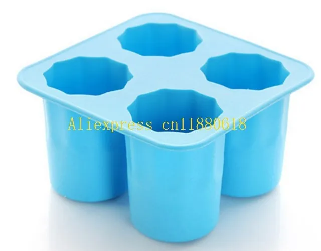 100pcs/lot 4 Cups Glass Shape Silicone Ice Cube Maker Freeze Mould Drink Party Ice Tray tool