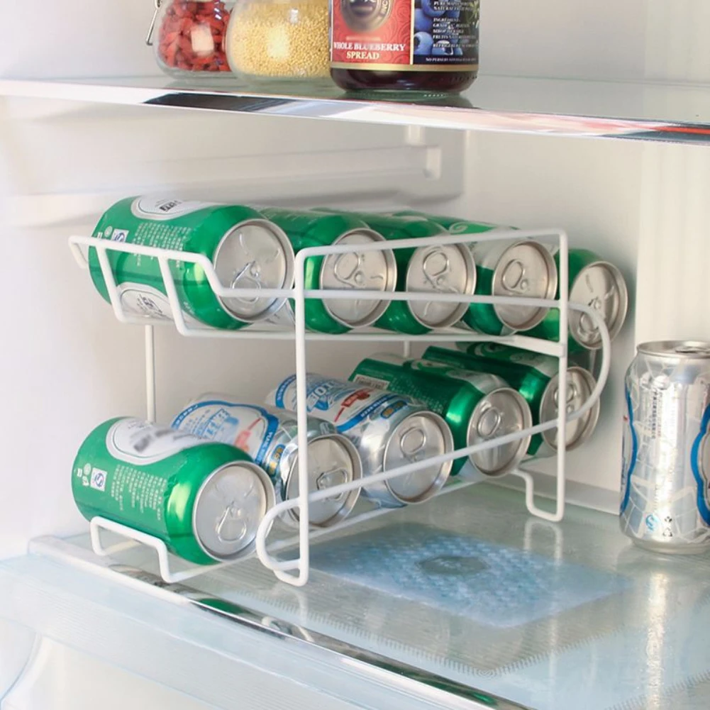 

Refrigerator fresh drink cans beer cola kitchen storage rack double-layer finishing shelf desktop storage rack