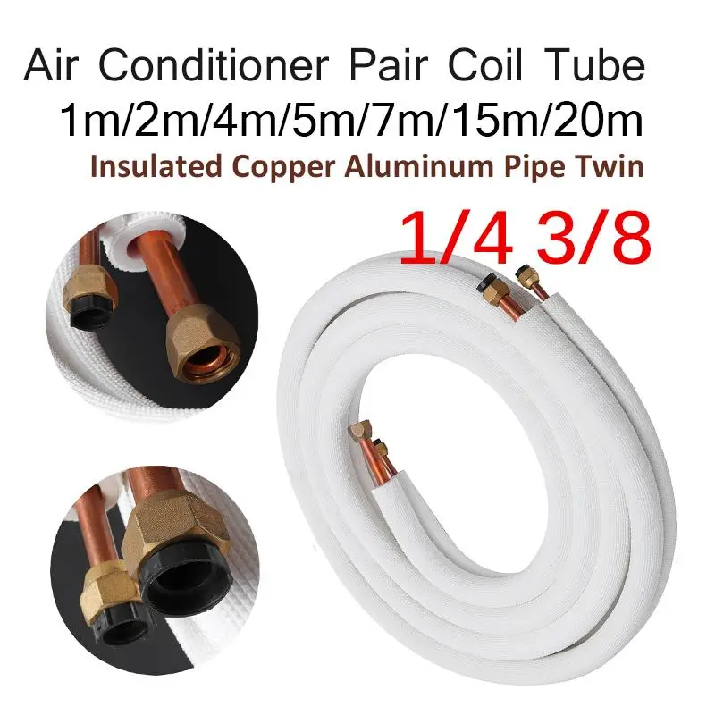 

1/2/4/7/15m Insulated Copper Pipe 1/4'' 3/8'' Air Conditioner Pipes Fittings Pair Coil Tube Split Line Wire Set Air Conditioner