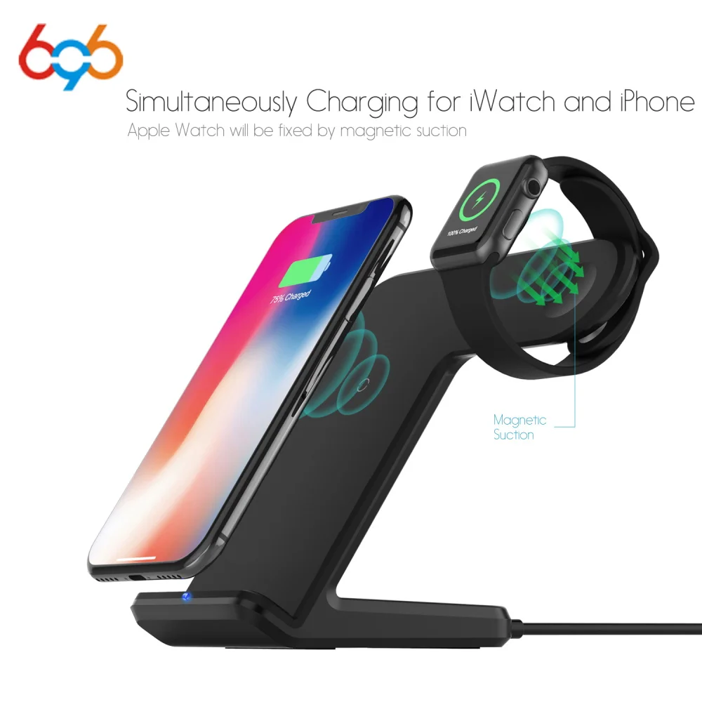 

696 F11 2 IN 1 Wireless Fast Charger Dock Station Stand for Phone Watch Charging Dock Station for Apple Watch 2/3 FOR iPhoneX