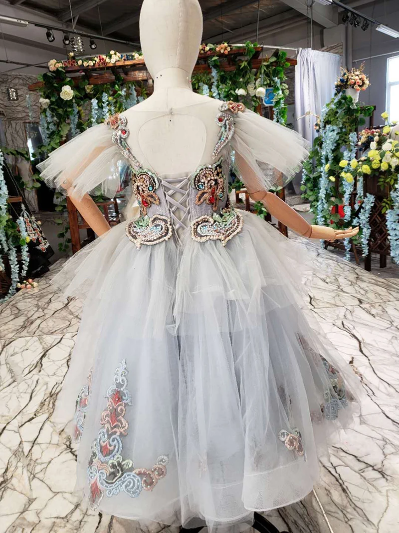 LSS519t винтажное платье вечернее для девочек с пышными рукавами и цветными