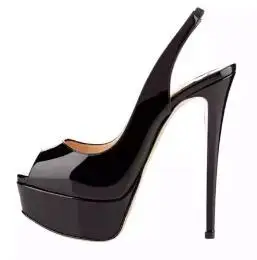 

Fashion Patent Leather Platform Sandals Lady Thin Heels High Heels Sandals Sexy Female Single Shoes