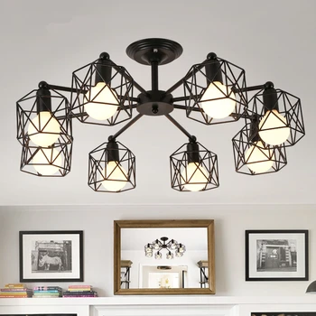 

Vintage Chandeliers lighting Multiple Rod Wrought Iron Ceiling Lamp Living Room kitchen Lamparas for Home hanging Light Fixtures