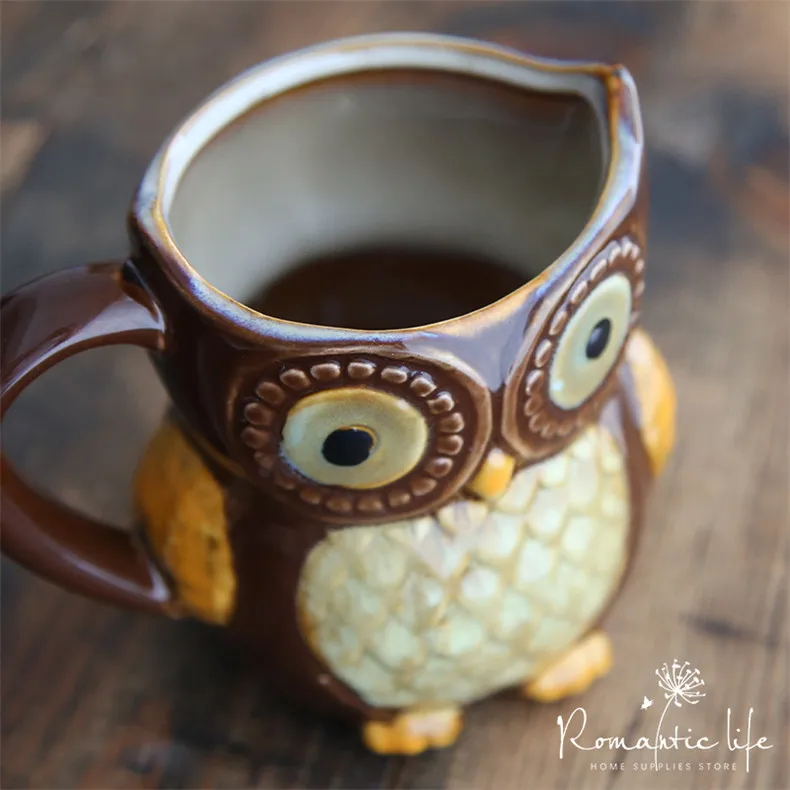 300ml Owl Mug Cartoon Ceramic 3D Animal Coffee Cup for Breakfast and Collection