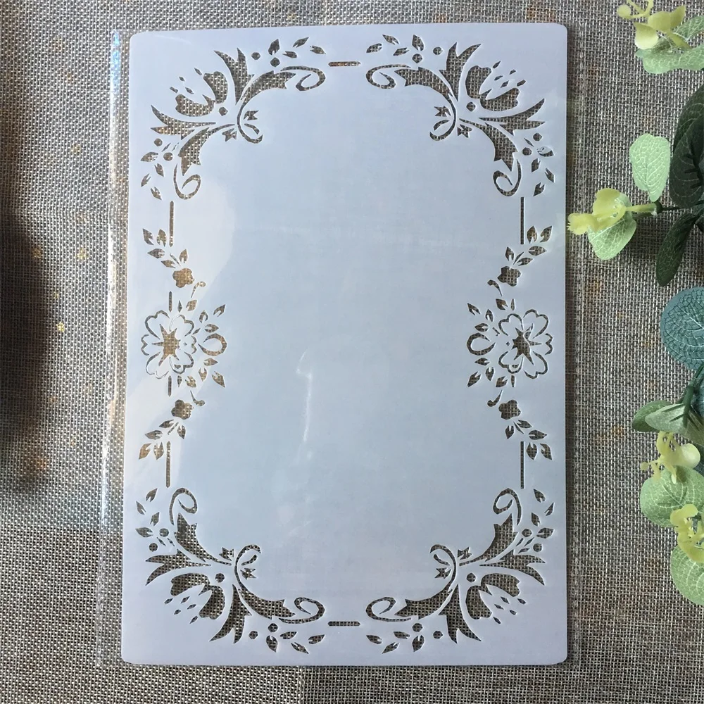 

A4 Frame Border DIY Layering Stencils Painting Scrapbook Coloring Embossing Album Decorative Paper Card Template