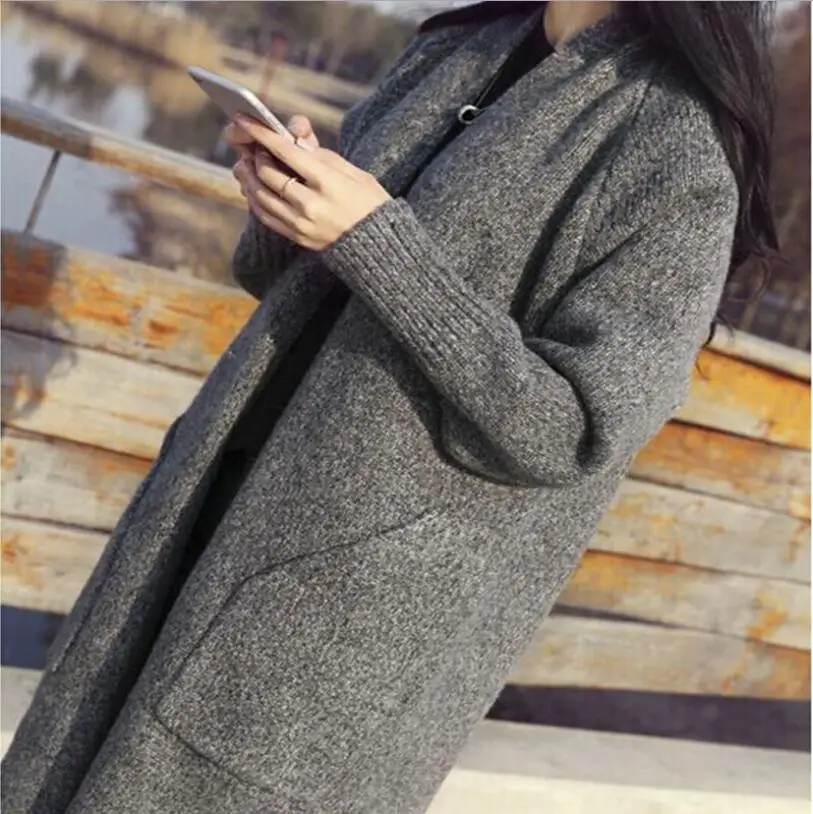 

Qooth Women Popular New Han edition 2019 New Autumn Winter Long Cardigan Sweater Coat Loose Office Ladies Leisure Coat QH1837