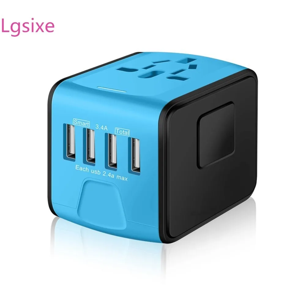 Lgsixe A -104 Universal Travel Adapter 2.4A Dual USB Wall Charger eu to us plug in adaptor EU UK US AU | Электроника