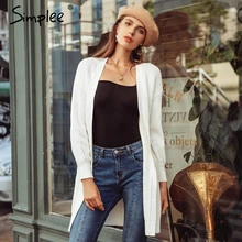 Simplee длинный кардиган с рукавами-фонариками, Свободный Повседневный вязаный кардиган, джемпер, свитер, Осень-зима, модные женские джемперы