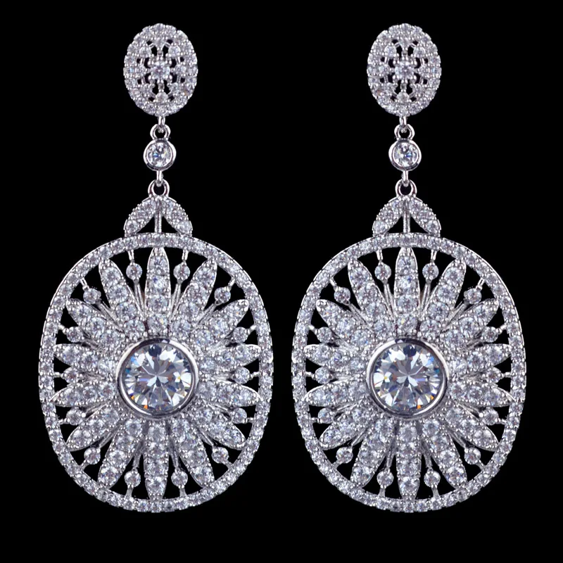 Fully jeweled luxury fashion jewelry earrings for women,high quality micro pave AAA Cubic