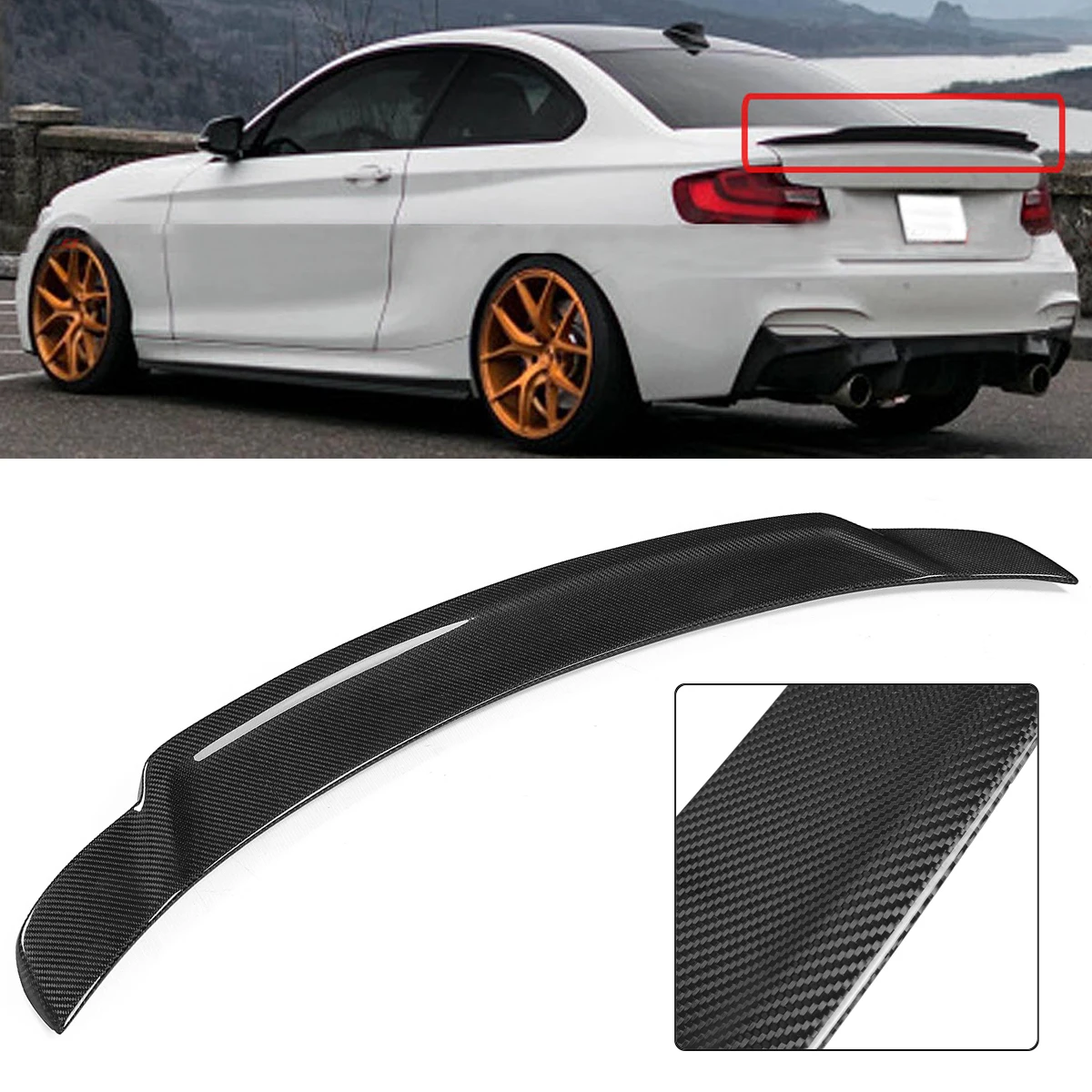 Autoleader Carbon Fiber Trunk Lid Spoiler Wing HighKick Style Trunk