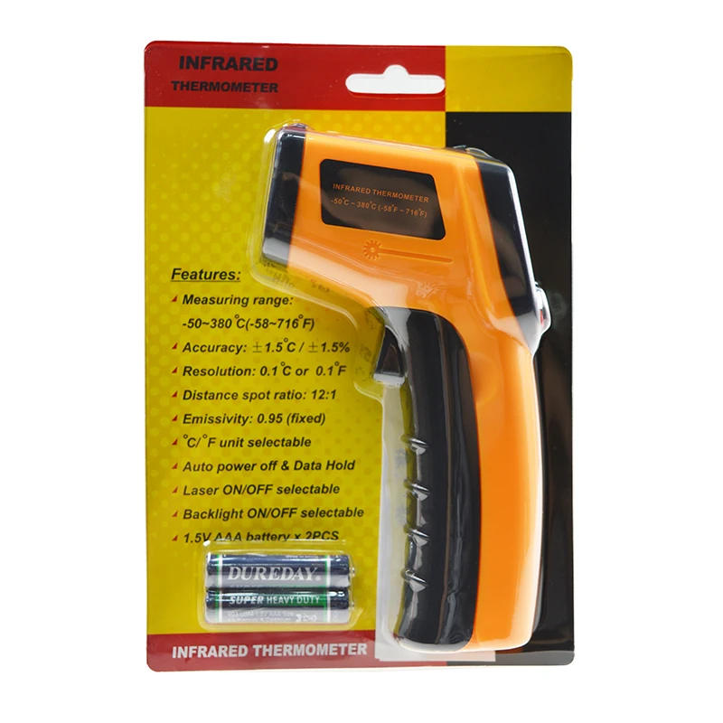 

GM320 Brand New Digital Infrared Thermometer IR Laser Temperature Meter Non-contact LCD Gun Style Handheld Pyrometer