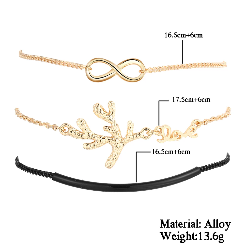 IF ME 3 шт./компл. винтажный браслет «бесконечность» Набор браслетов золотой цвет Коралл Подвеска-амулет для вечеринки браслеты для женщин подарок украшение с защелкой
