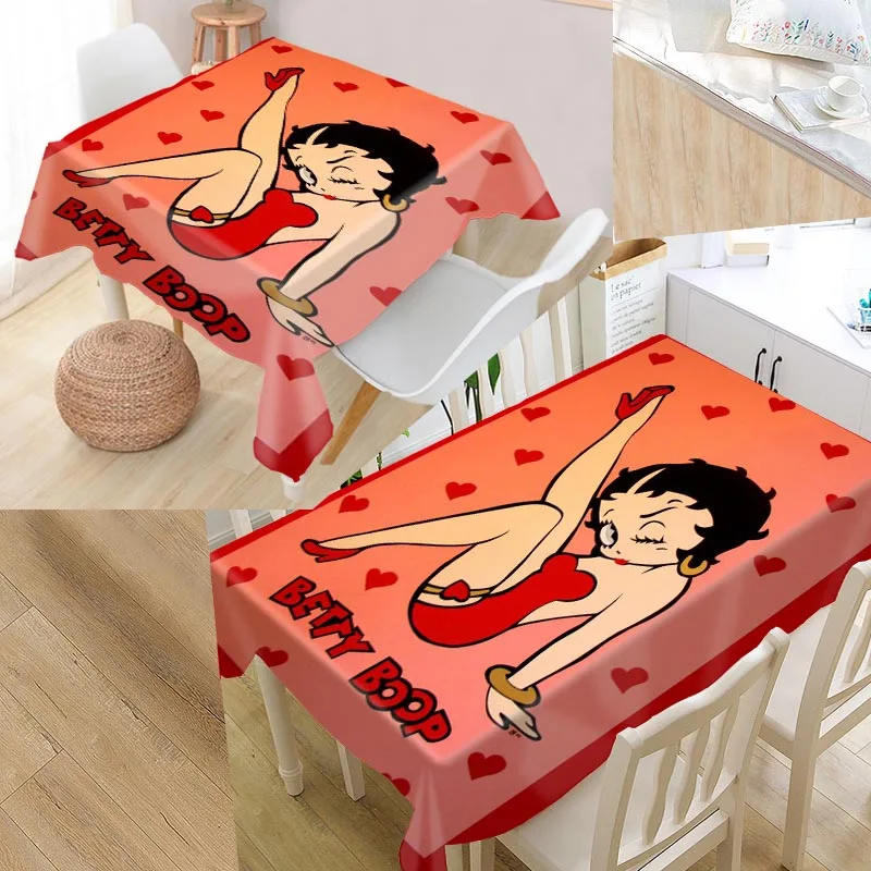 Пользовательские Betty Boop крышка стола прямоугольная защита дома украшения элегантный свадебный Водонепроницаемый маслостойкая Скатерть - Цвет: Tablecloth