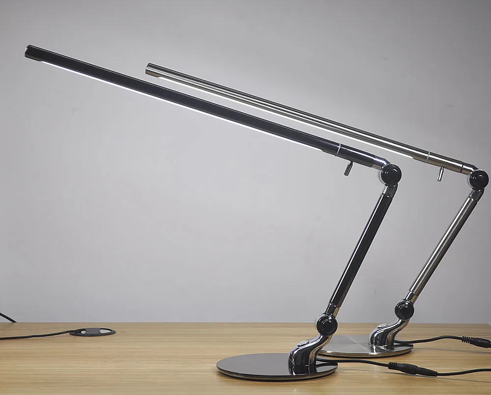 Simple metallic 6w long arms LED desk lamp protect eyes Touch dimmer