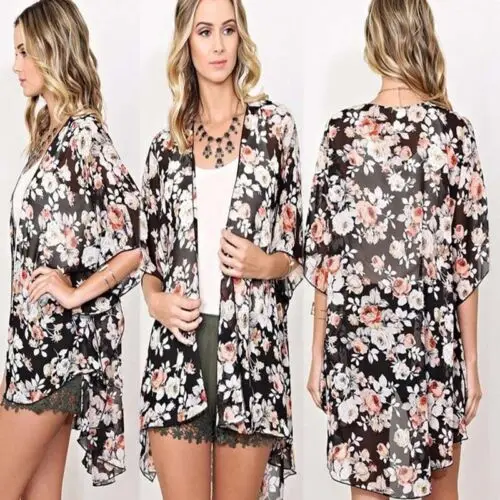 

2019 New Ethinc Women Summer Shirt Vintage Floral Print Blouses Casual Hippie Boho Kimono Cardigan Ladies Long Blusas Tops