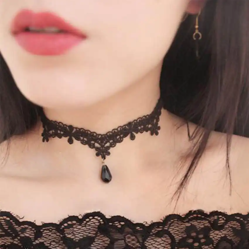 Lace Chocker Women Tassel Tattoo Velvet Choker Maxi Necklace Statement Collier Ras Du Cou Femme Jewelry Collana Collares Mujer