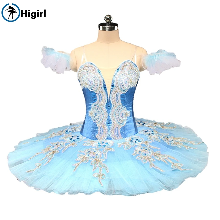 Free Shipping Blue Fairy Professional Ballet Tutu Women Pancake Paltter Performance Blue Doll Stage Cosutme BT9161