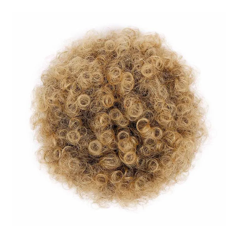Doris beauty синтетический пушистый афро короткий кудрявый шиньон волосы булочка шнурок конский хвост обруч шиньон поддельные волосы для наращивания - Цвет: T1B/27