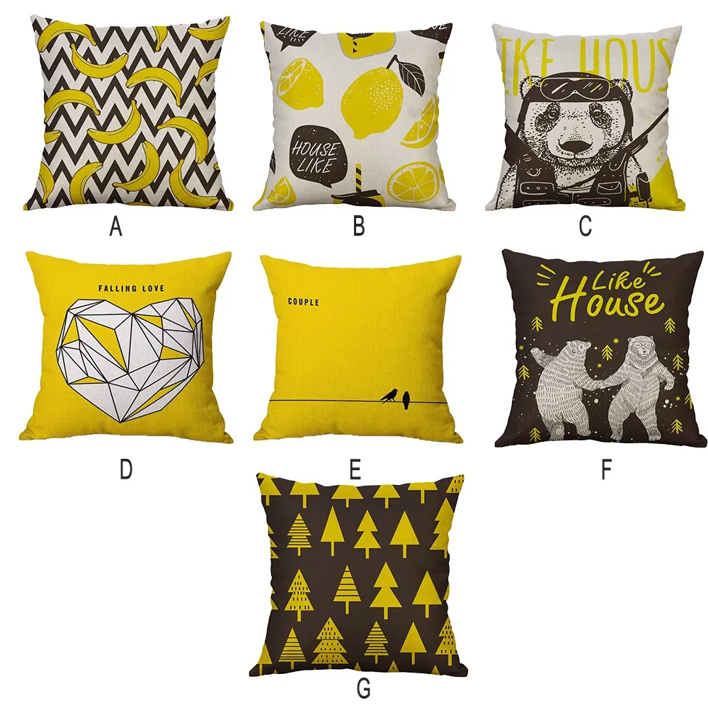 

2019 New Style Simple Linen Printed Letter Yellow Texture Pillowcase furniture component