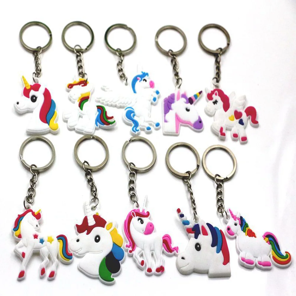 

1PC Trendy Cute Fairytale PVC Unicorn Keychain Multi-style Horse Key Holder Alloy Key Ring For Woman Girls Gift Jewelry