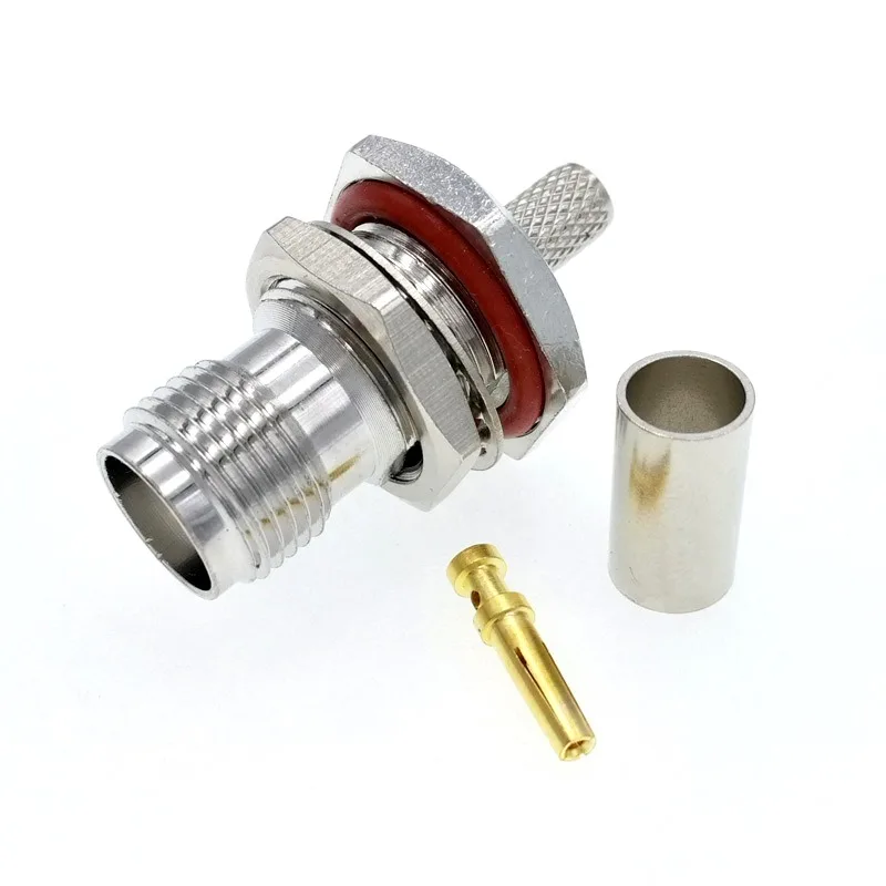 TNC Female Jack Bulkhead O-ring Crimp For RG58 LMR195 RG142 RG400 Cable RF Coaxial Connector (1)