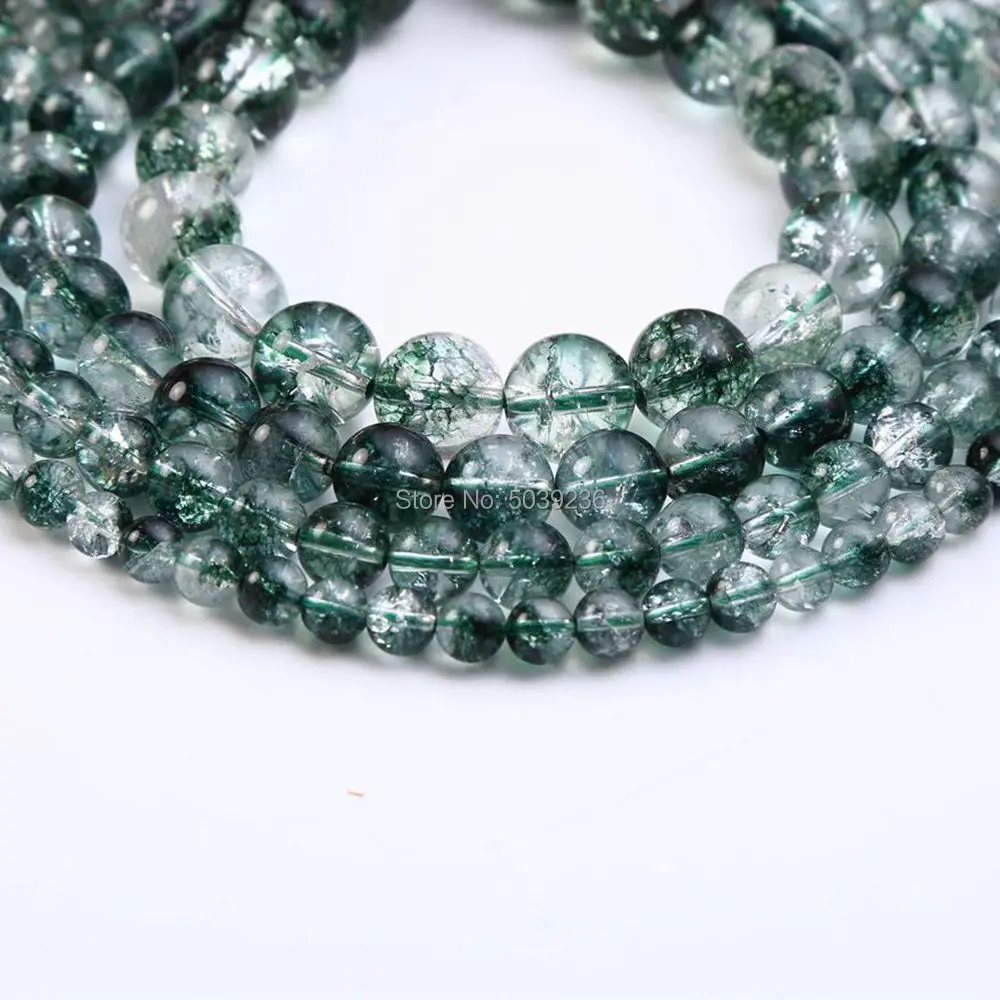 

Wholesale Natural Stone Green Cracked Phantom Quartz Crystal Round Loose Beads for Jewelry Making 6/8/10/12mm DIY Bracelet