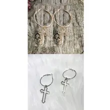 1 PAIR Women Men Hollow Alloy Cross Dangle Earrings Harajuku Metal Geometric Drop Earrings Jewelry 1 PAIR Women Men Hollow Alloy Cross Dangle Earrings Harajuku Metal Geometric Drop Earrings Jewelry