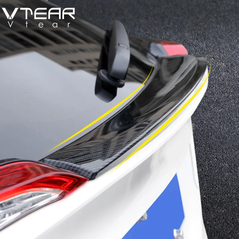 Vtear for Toyota C-HR CHR carbon fiber car sopiler Tail decoration panel cover Chromium Styling Sticker accessories