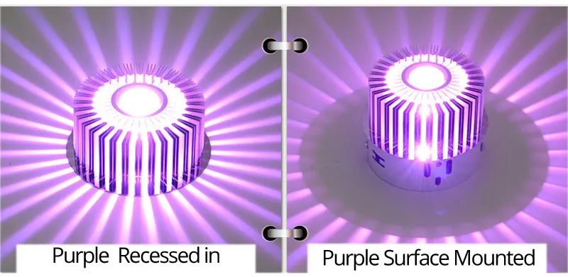 Современный светодиодный потолочный светильник, 3 Вт, Светодиодный точечный светильник RGB, настенный светильник, художественная галерея, украшение, передняя Балконная лампа, светильник для крыльца, коридоры - Испускаемый цвет: Фиолетовый
