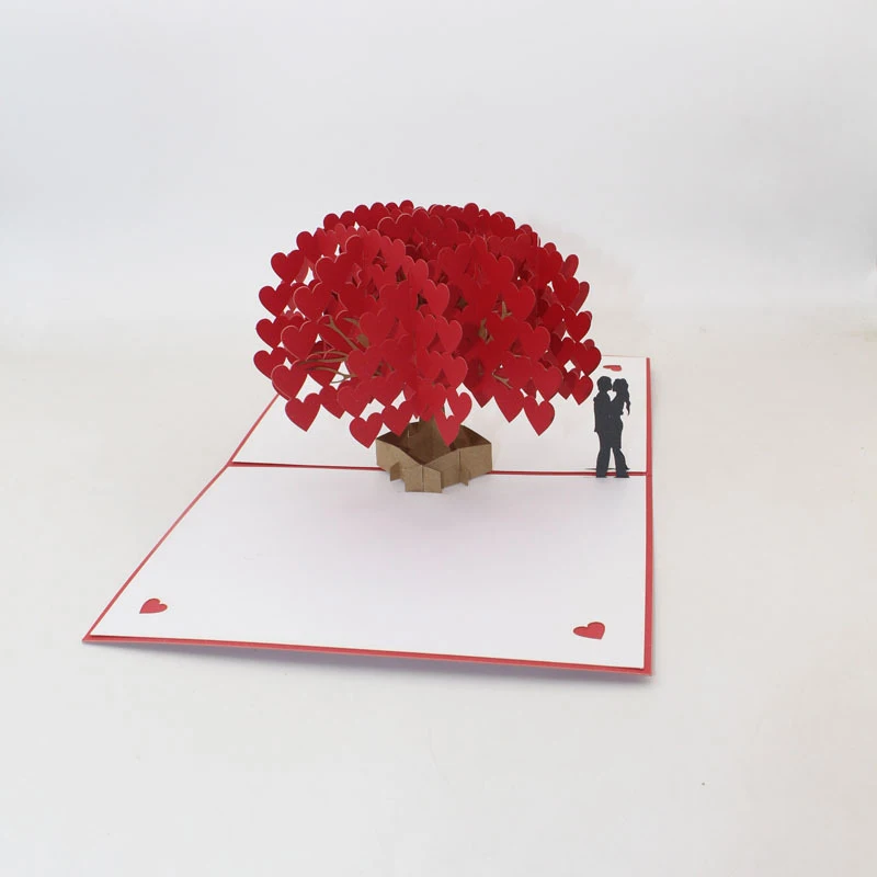  3D Handmade Red Heart Tree Lover Paper Invitation Greeting Cards PostCard Wedding Valentine's Day A - 33061551746