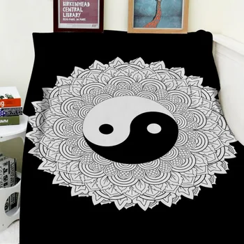 

Blankets Soft Plush Super Warm Sofa Bed Blanket Throw Black White Psychedelic Mandarin Yin Yang Gossip Thick Thin Cobertor Plaid
