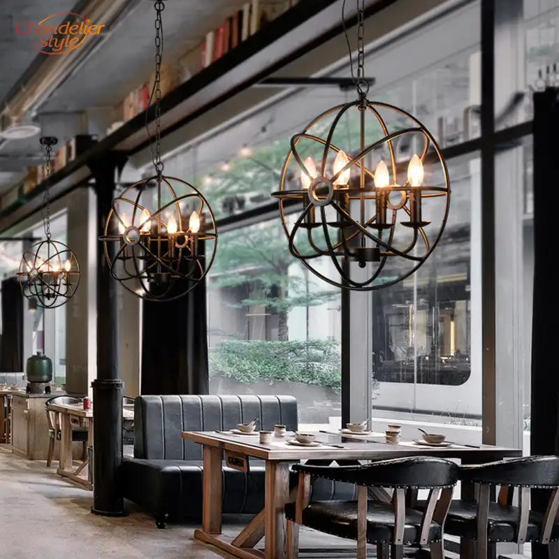 Vintage Industrial Chandelier Lighting Orb Retro Chandeliers