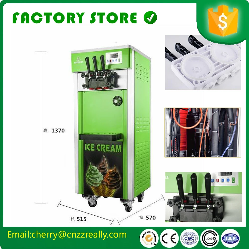 US $1.139.00 With ice cream cone system 1825LH Free shipping by sea CFR stainless steel soft serve ice cream vending machine coin price